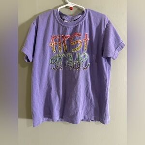 Comfort Colors First Grade Sequin Rainbow Tee Purple Youth M